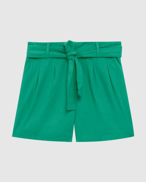 Shorts Feminino Com Cinto Em Viscolinho