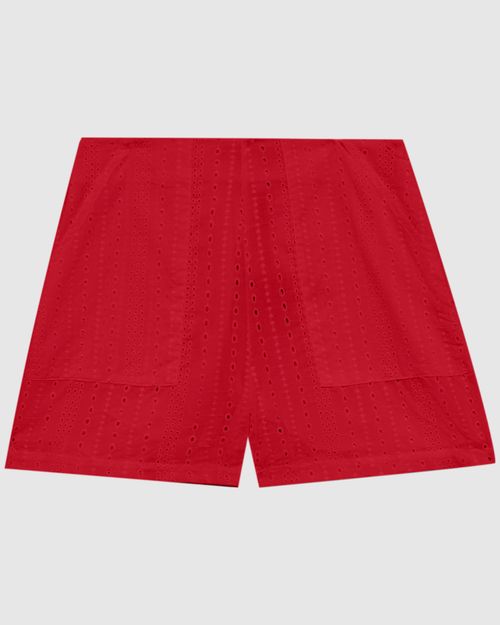 Shorts Feminino Cintura Alta Com Bolso Frontal Em Laise