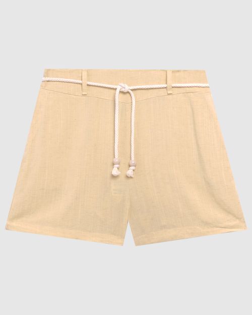 Shorts Feminino Com Cinto Cordão Em Viscolinho