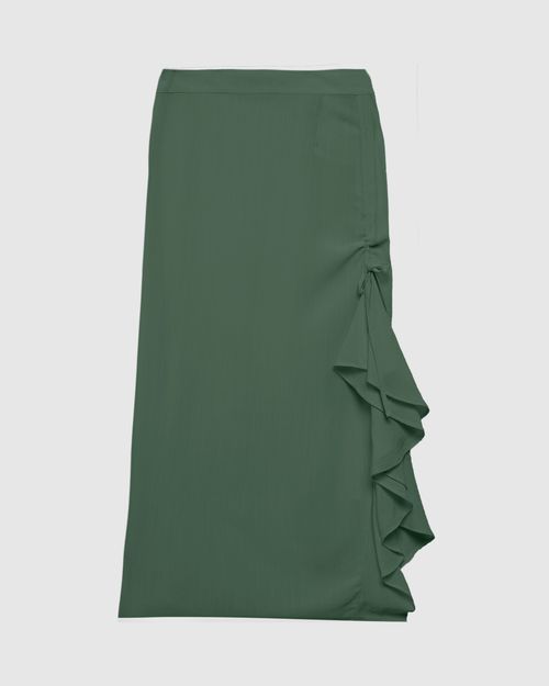 Saia Feminina Com Franzido Lateral Em Viscose Texturizada