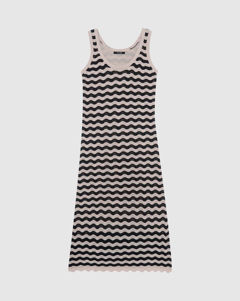 Vestido Midi Feminino Estampa Geométrica Em Tricô