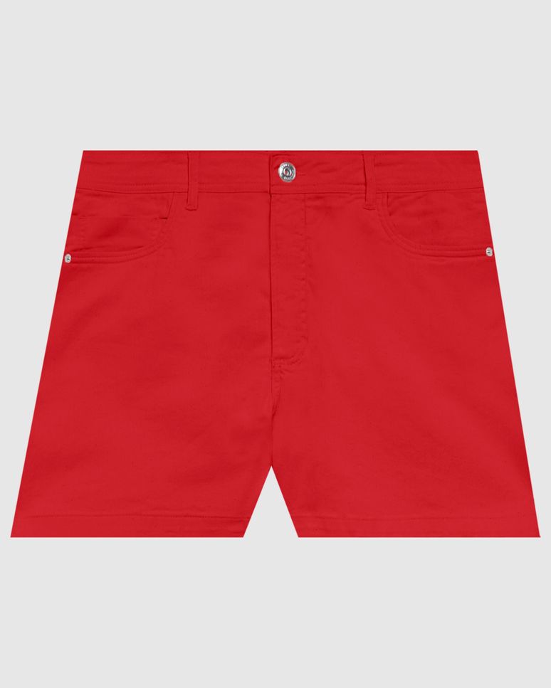 Shorts Mom Feminino Plus Size Cintura Alta Em Sarja Com Elastano