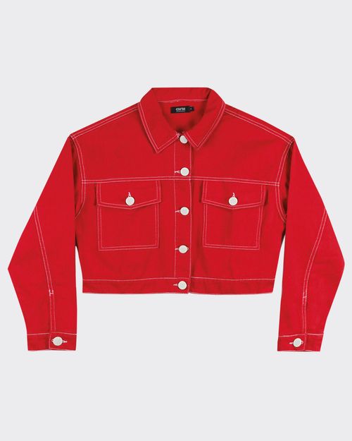Jaqueta Cropped Feminina Em Sarja 100% Algodão  - ENFIM