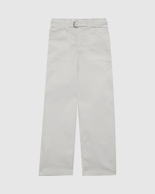 Calça Wide Leg Feminina Com Cinto Em Sarja Com Elastano
