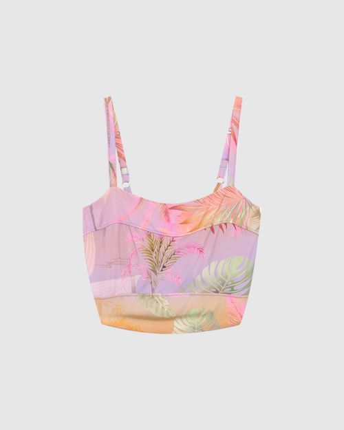 Regata Cropped Feminina Coqueiros Alça Com Regulador Em Viscose