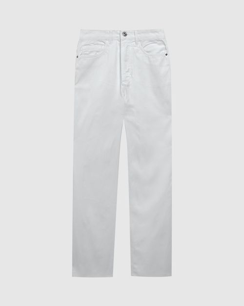 Calça Straight Cropped Feminina Cintura Alta Em Sarja 100% Algodão