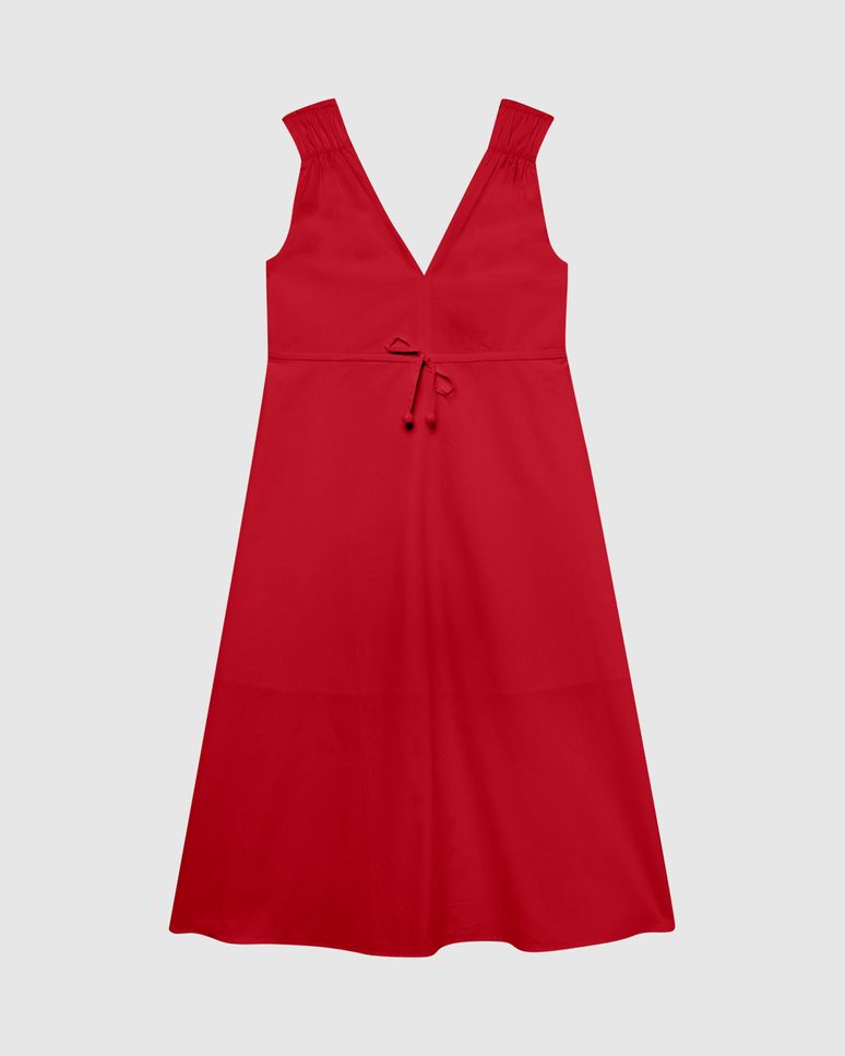 Vestido Midi Feminino Busto Com Amarração Em Tricoline