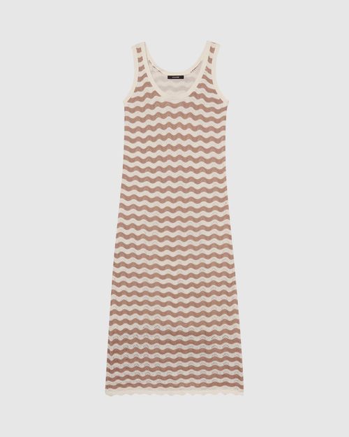Vestido Midi Feminino Estampa Geométrica Em Tricô