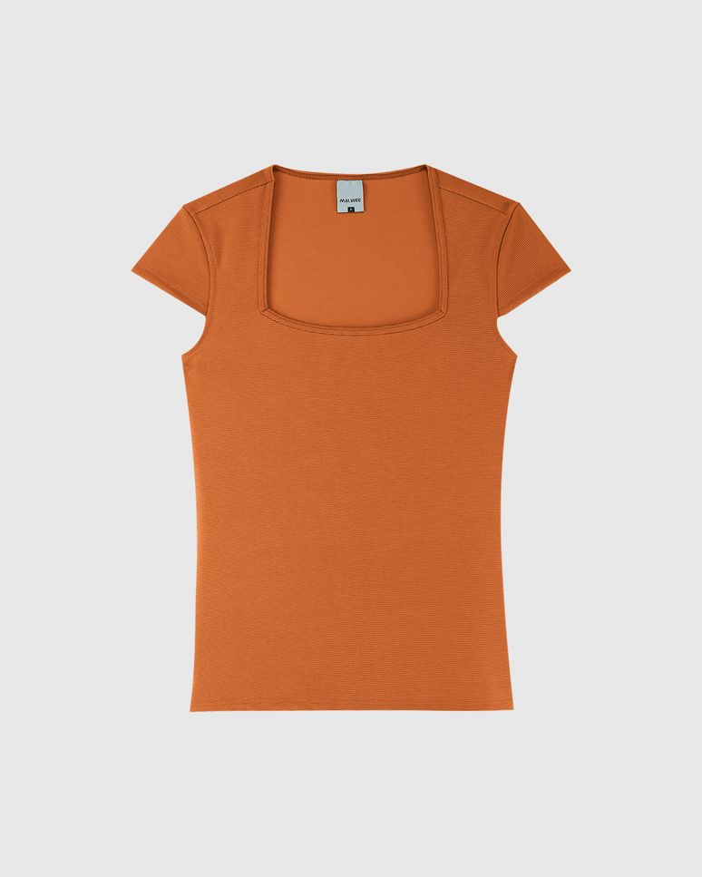 Blusa Básica Feminina Decote Quadrado Malha Canelada