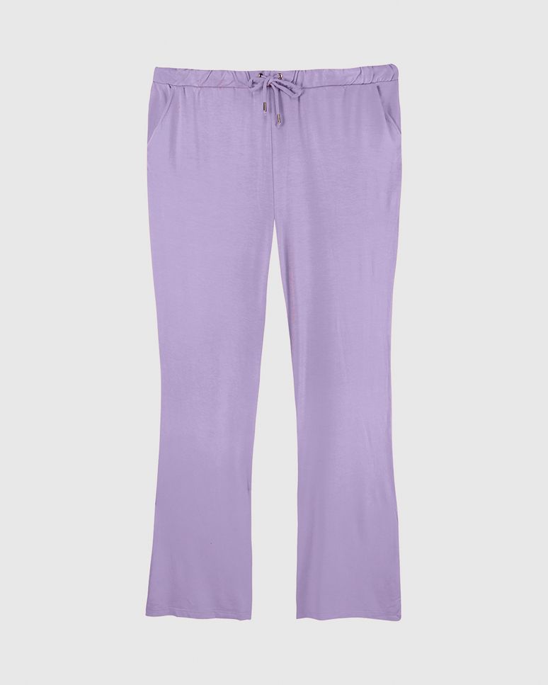 Calça Básica Feminina Plus Size Wide Leg Moletinho De Viscose