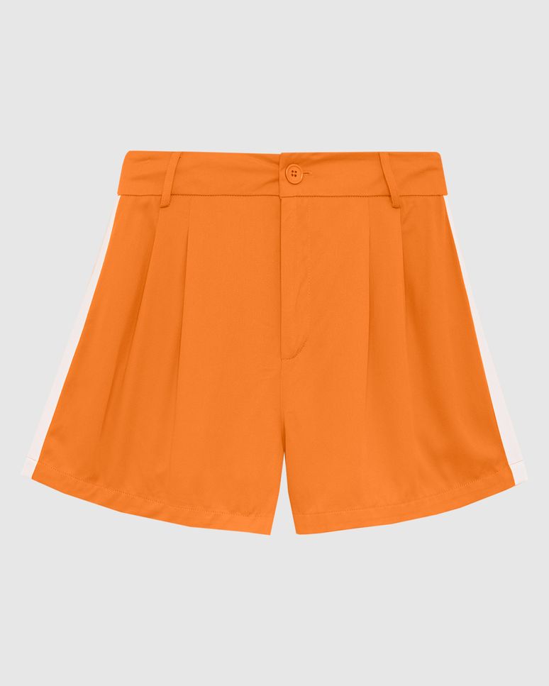 Shorts Feminino Faixa Contraste Em Viscose Sarjada