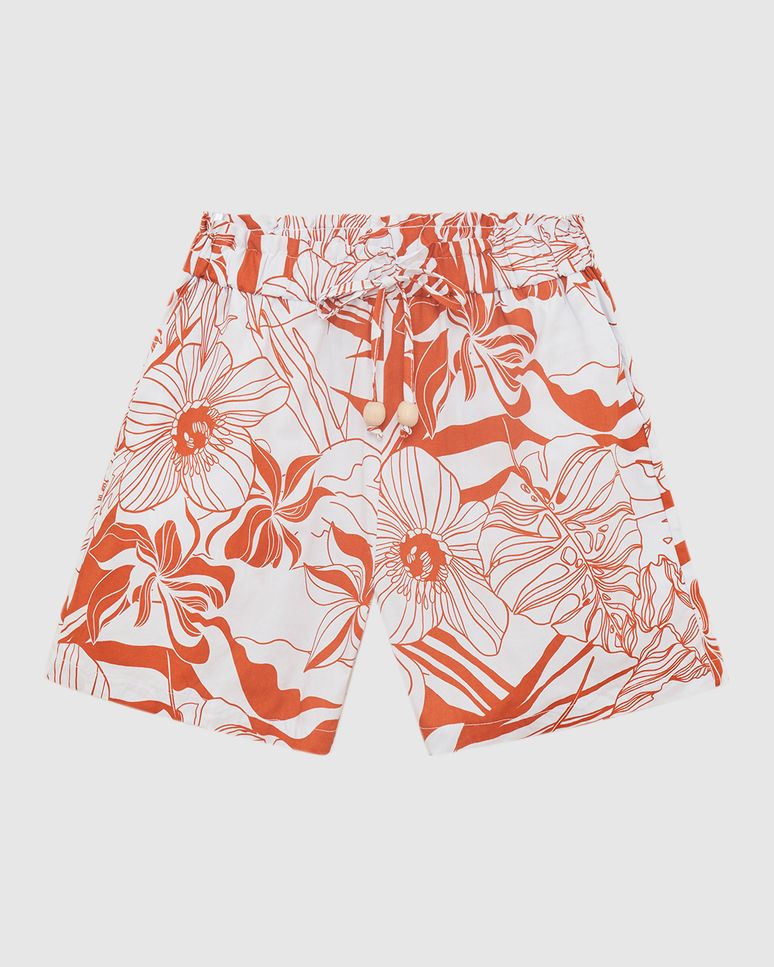 Shorts Clochard Feminino Floral Em Viscolinho Sustentável