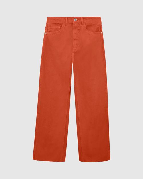Calça Straight Cropped Feminina Em Sarja 100% Algodão