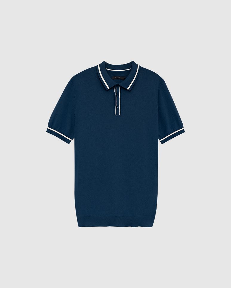 Camisa Polo Masculina Retilínea Diferenciada Em Tricô