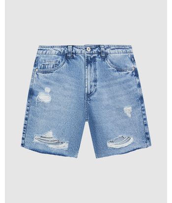 Shorts Masculino Com Puídos Em Jeans 100% Algodão