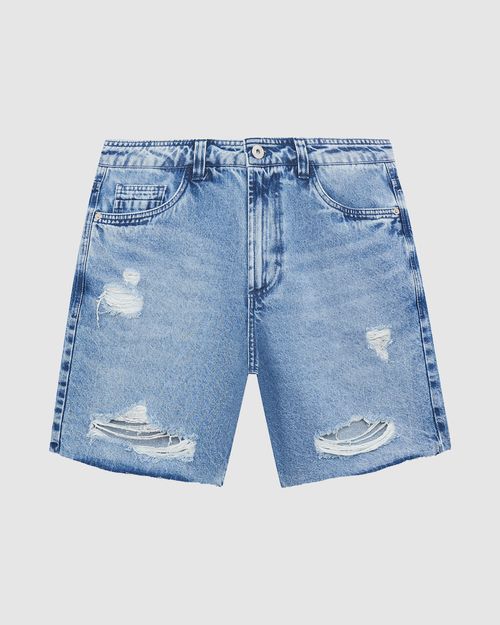 Shorts Masculino Com Puídos Em Jeans 100% Algodão