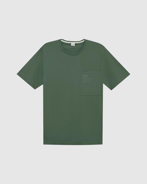 Camiseta Masculina Plus Size Recorte E Bolso Frontal Em Algodão
