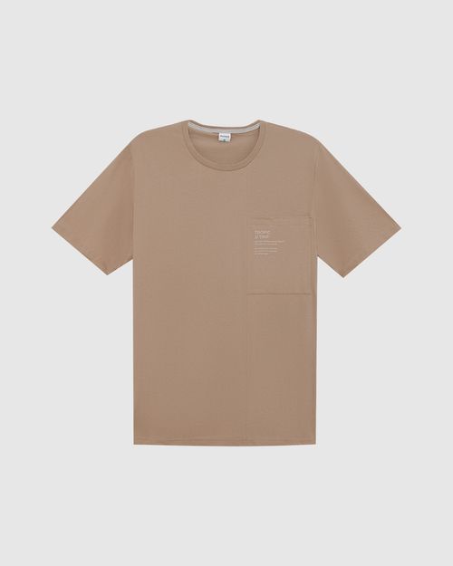 Camiseta Masculina Plus Size Recorte E Bolso Frontal Em Algodão