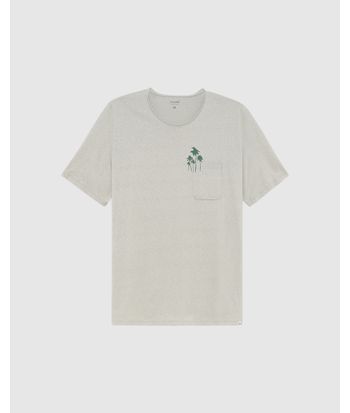 Camiseta Masculina Plus Size Com Bolso Funcional Em Malha Linho