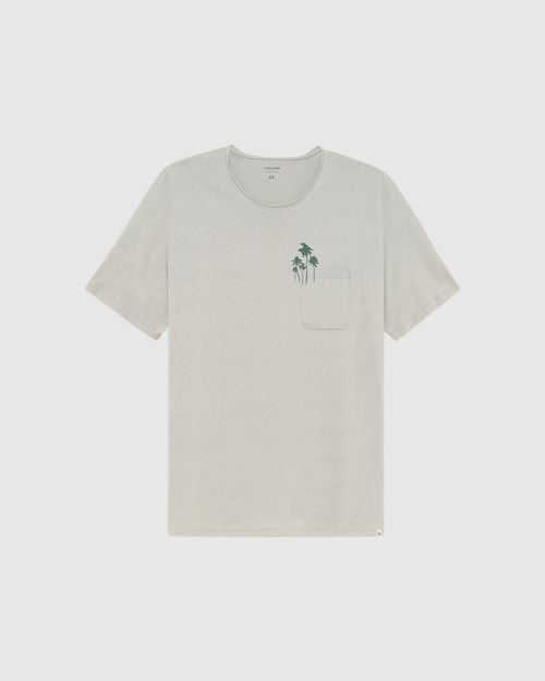 Camiseta Masculina Plus Size Com Bolso Funcional Em Malha Linho