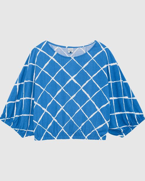 Blusa Feminina Xadrez Manga 7/8 Em Viscose