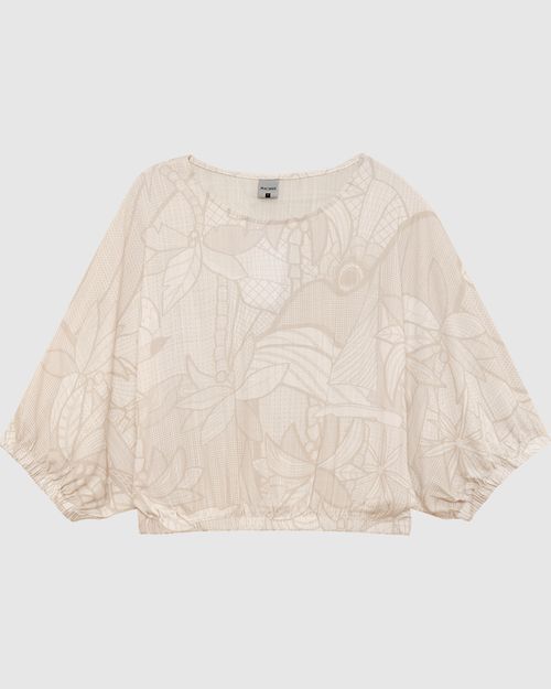 Blusa Feminina Estampada Manga 7/8 Em Viscose