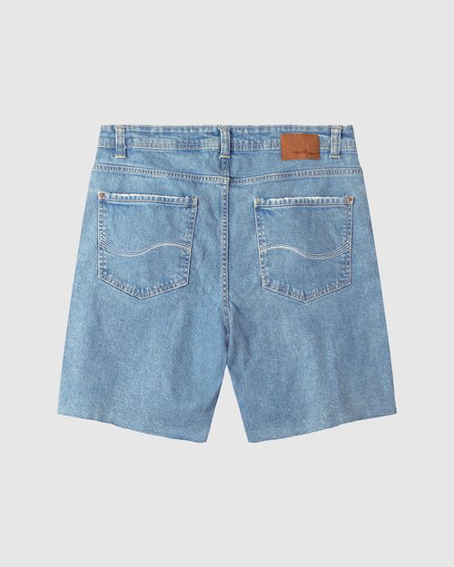 Shorts Masculino Barra Cortada À Fio Em Jeans Com Elastano