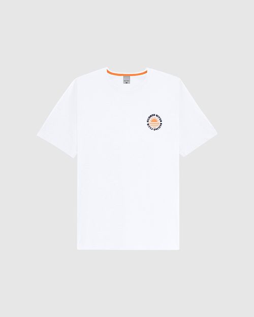 Camiseta Masculina Estampa Frente E Costas Em Malha Flamê