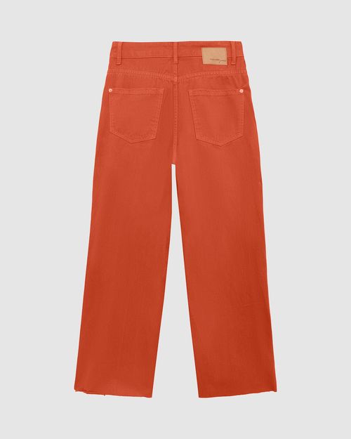 Calça Straight Cropped Feminina Em Sarja 100% Algodão