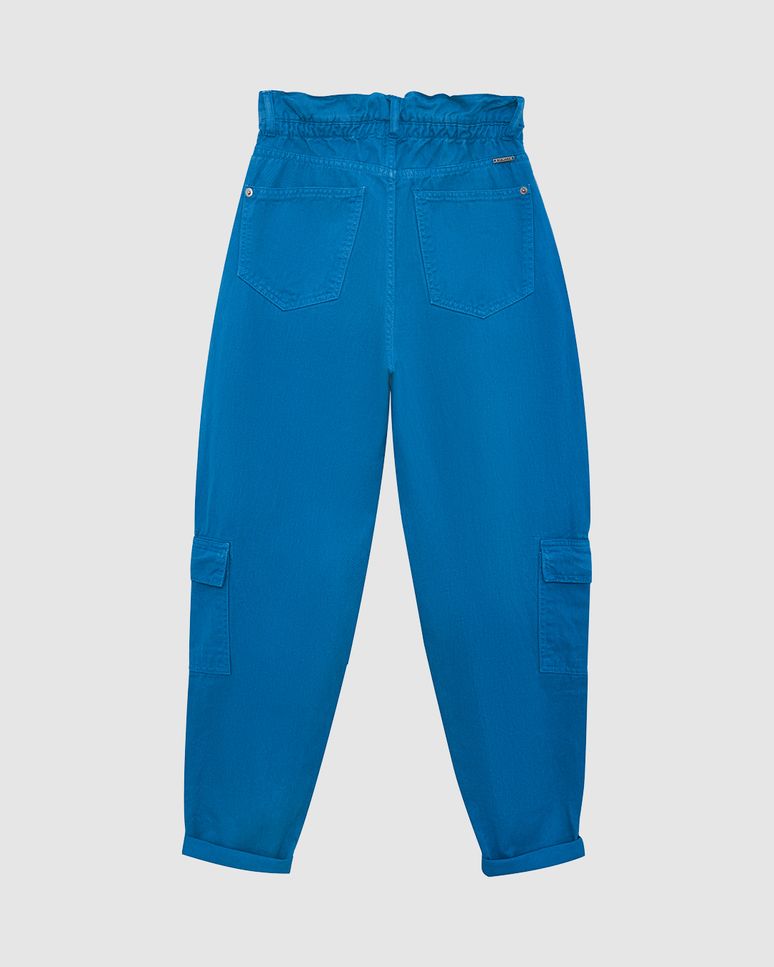 Calça Feminina Slouchy Bolso Lateral Em Sarja 100% Algodão