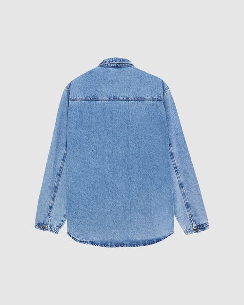 Shirt Jacket Masculina Manga Longa Em Jeans 100% Algodão