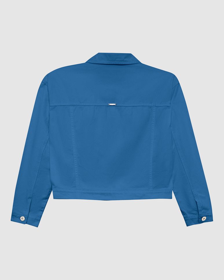 Jaqueta Cropped Feminina Plus Size Em Sarja