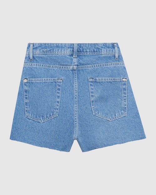 Shorts Feminino Linha A Cintura Alta Em Jeans 100% Algodão