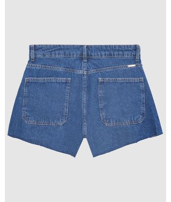 Shorts Feminino Cintura Média Com Strass Em Jeans 100% Algodão