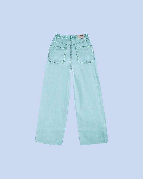 Calça Wide Leg Feminina Barra Corte A Fio Em Sarja - ENFIM