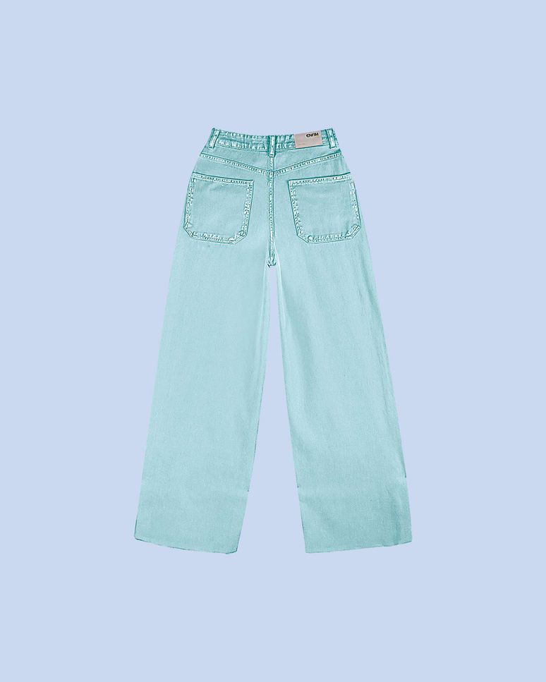 Calça Wide Leg Feminina Barra Corte A Fio Em Sarja - ENFIM