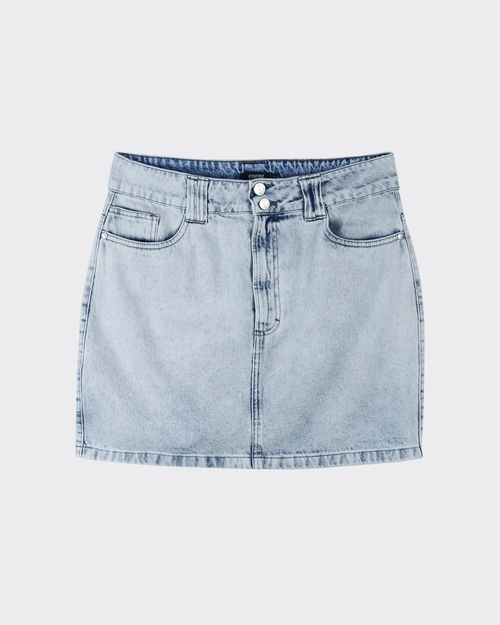 Saia Evasê Feminina Cintura Alta Em Jeans 100% Algodão - ENFIM