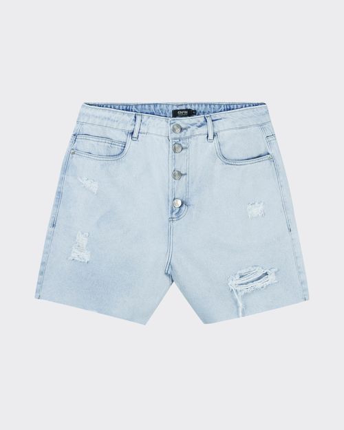 Bermuda Feminina Mom Fecho Abotoamento Em Jeans 100% Algodão - ENFIM