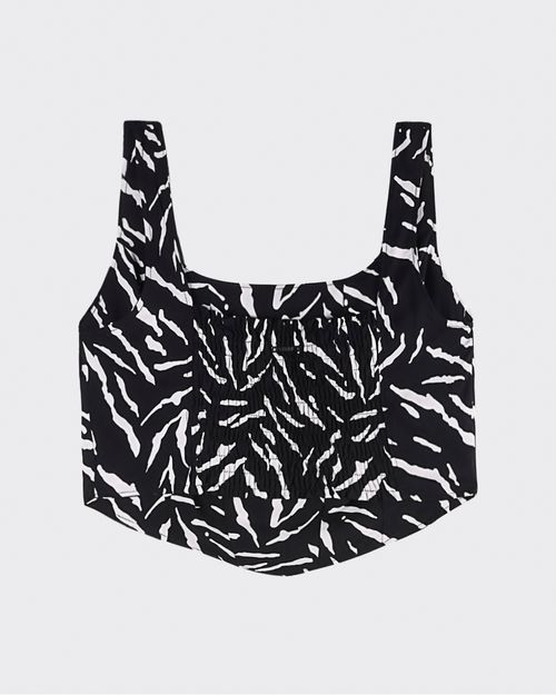 Blusa Cropped Corselet Feminina Estampada Em Viscose - ENFIM