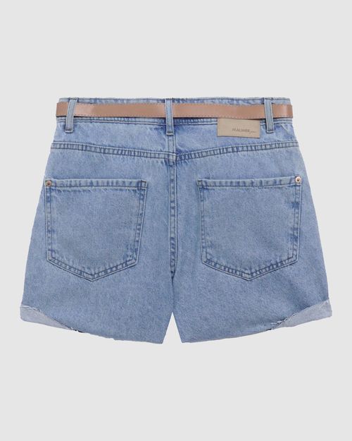 Bermuda Feminina Boyfriend Com Cinto Em Jeans 100% Algodão