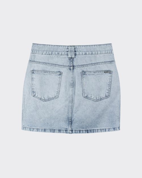 Saia Evasê Feminina Cintura Alta Em Jeans 100% Algodão - ENFIM