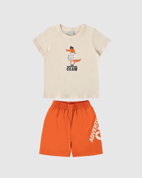 Conjunto Infantil Menino Bermuda Adventure Em Microfibra Malwee Kids