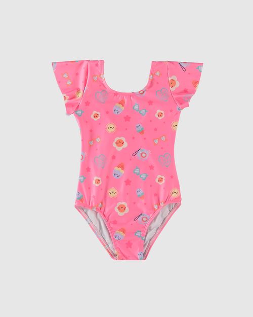 Maiô Infantil Menina Estampado Em Malha UV50+ Malwee Kids