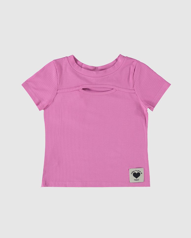 Blusa Infantil Menina Detalhe Vazado Em Viscose Canelada Malwee Kids