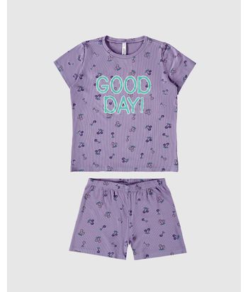 Pijama Infantil Menina Blusa Good Day Em Malha Viscose Canelada Malwee Kids