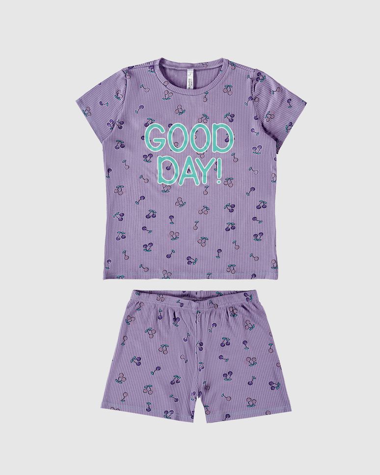 Pijama Infantil Menina Blusa Good Day Em Malha Viscose Canelada Malwee Kids