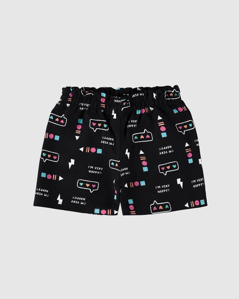 Shorts Infantil Menina Clochard Estampado Em Moletinho Malwee Kids