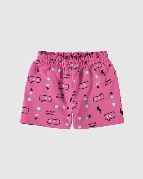 Shorts Infantil Menina Clochard Estampado Em Moletinho Malwee Kids