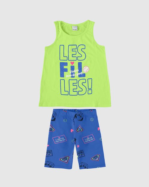 Conjunto Infantil Menina Bermuda Estampada Em Algodão Malwee Kids