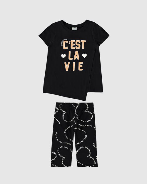 Conjunto Infantil Menina Blusa C'Est La Vie Em Algodão Malwee Kids